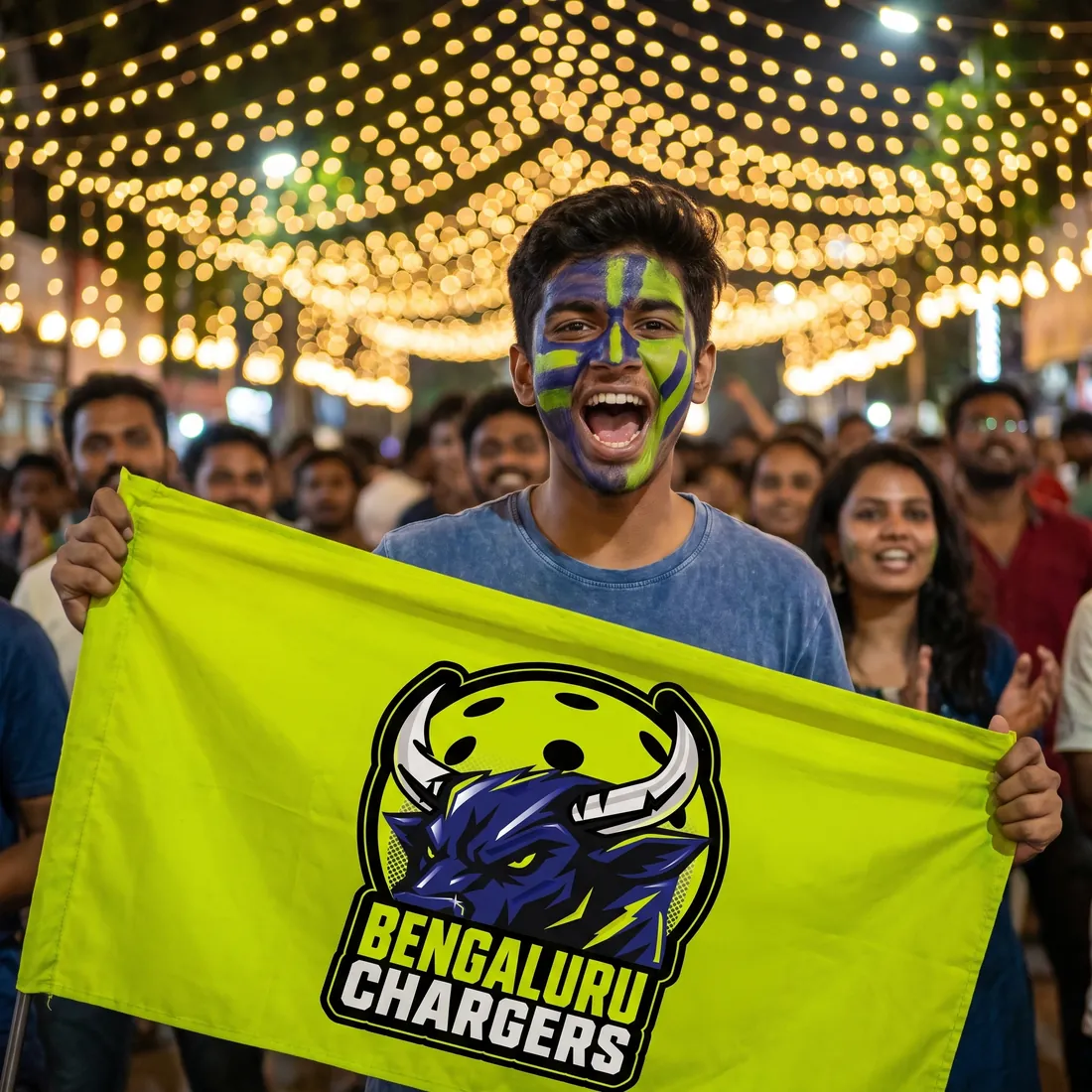 Fan with a Chargers flag